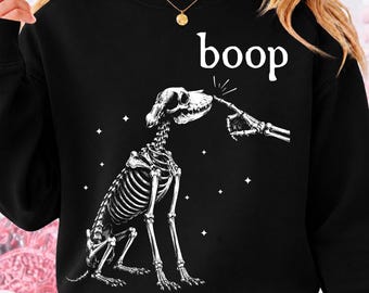 Retro Dog Skeleton PNG: Funny Boop Halloween Dog Skeleton PNG, Spooky Pet Lover Clipart, Vintage Horror Design