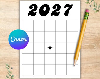 2027 Vision Board Bingo Card, New Year's Game (Digital Download)