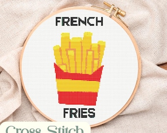 Food Cross Stitch Pattern French Fries Cross Stitch PDF Subversive Embroidery Sarcastic Xstitch Modern Kitchen Design Embroidery