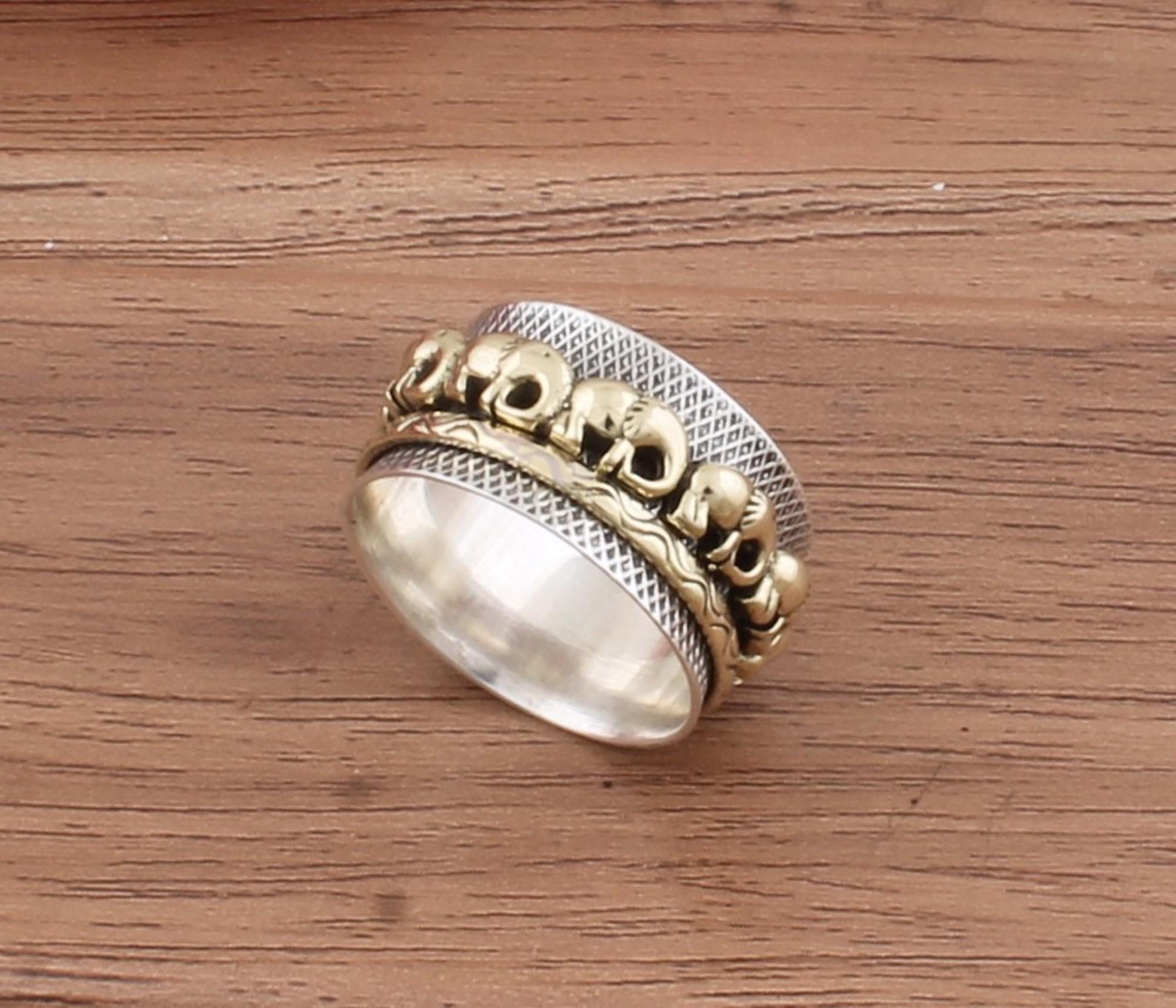 Sterling Silver Elephant Spinner Ring: Handmade Meditation Fidget Ring ...