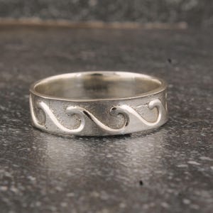 Sterling Silver Wave Ring \ Ocean-Inspired Band, Surfer Ring  \ Handmade Beach Jewelry \ Nautical Silver Ring \ Unisex Minimalist Gift