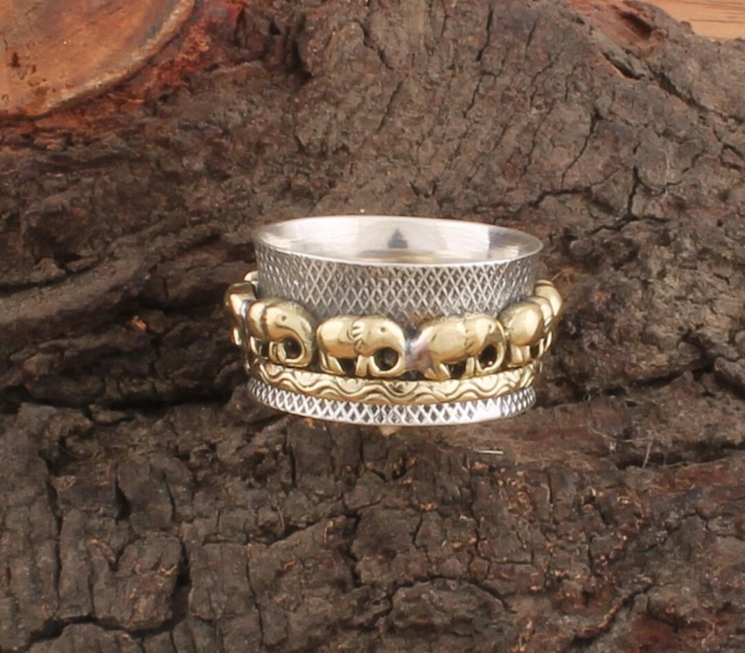 Sterling Silver Elephant Spinner Ring: Handmade Meditation Fidget Ring ...