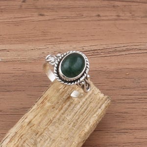 Green Jade Ring, Natural Jade Jewelry, 925 Sterling Silver Ring for Mothers Day, Silver Jewelry for Her, Statement Ring,  Gift for Her