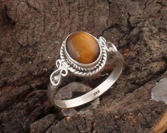Tigerauge Sterling Silber Statement Ring: Handgefertigter, handgefertigter Schmuck
