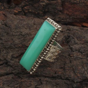 Green Onyx Gemstone with Handmade Sterling Silver Ring   – Modern Minimalist Statement Ring – Unisex Jewelry For Her Or Him