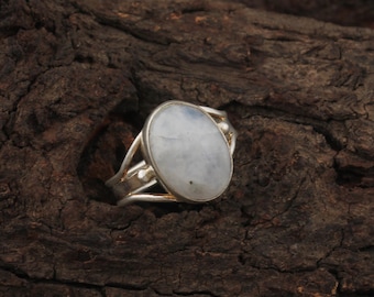Rainbow Moonstone Ring: Handmade Boho Sterling Silver Jewelry