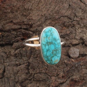 Tibetan Turquoise Gemstone Ring, Handmade 925 Sterling Silver Boho Handmade Silver Statement Ring,  Southwestern Jewelry for Women