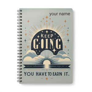 Inspirational Journal, A5 Notebook, Motivational Diary, Keep Going Wirobound Softcover, Hard Work Inspire Gift