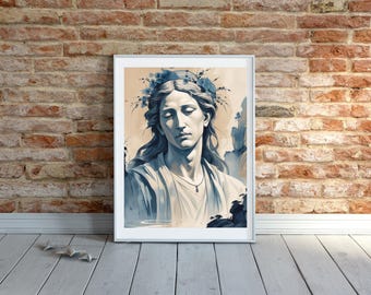 River God Digital Download, Asian-Inspired Art, Asian Print for Home, Office or Church.