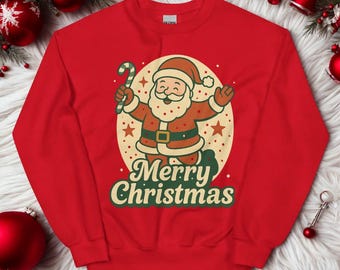 Retro Santa Christmas Sweatshirt: Vintage Holiday Crewneck