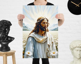 Divine Serenity Poster, Jesus Wall Art | Christian Bible Print for Home, Office or Church.