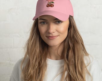 Pink Cherry Graphic Baseball Cap, Casual Cotton Twill Hat