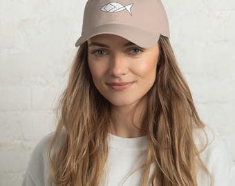 Origami Fish Cap, Minimalist Ichthys Symbol Baseball Hat, Faith Angler Apparel