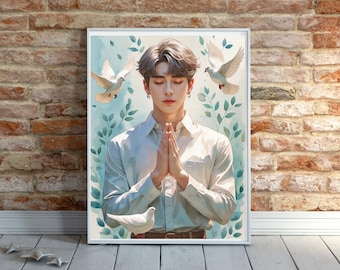 K-Pop Inspired Digital Download, Anime Art Print, Modern wall Art