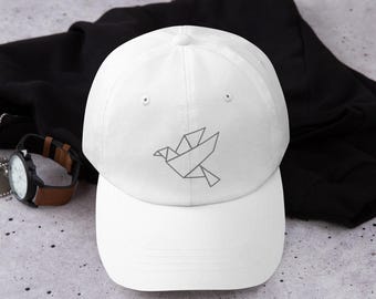 Minimalist Origami Dove Cap, Christian Faith Baseball Hat, Inspirational Peace Symbol
