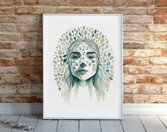 Tree of Life Portrait: Botanical Woman Art Print (Digital Download)