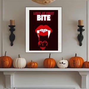 love at first bite| Halloween wall art| digital download| wall decor | vampire inspired | poster| home decor | gifts | home living | dorms