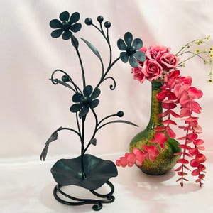 Sieradenstandaard ijzeren bladtak, lotusbasis ketting organisator, handgemaakt decor, cadeau voor haar