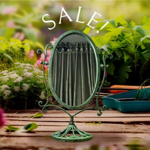 Hand-Wrought Oval Iron Vanity Mirror – Antique Wine Charcoal Finish | Vintage Artisan  Mirror | Decorative Standing Mirror/Gift for her