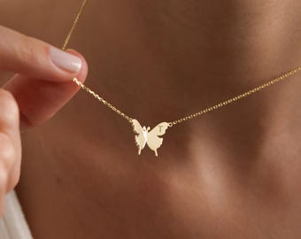 Sterling Silver Butterfly Necklace: Minimalist Pendant Jewelry