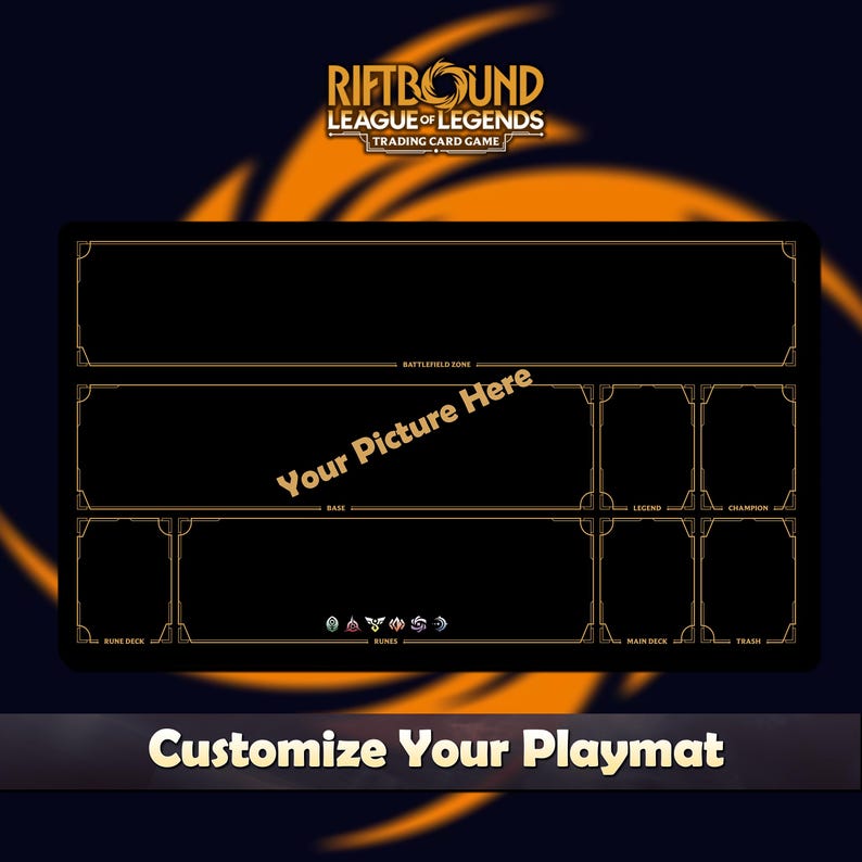 Gold Riftbound Custom Custom Playmat Riftbound LOL 3 - Riftbound TCG / 24x14 Inches ...