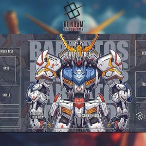 Playmat ASW-G-08 Barbatos Gundam Gundam Card Game With Zone 45A - Gundam TCG / 24x14 inches (600x350x2mm)