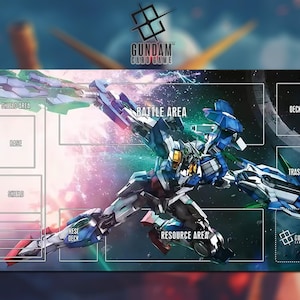 Playmat GN-0000 00 Gundam Card Game With Zone 06A - Gundam TCG / 24x14 inches (600x350x2mm)