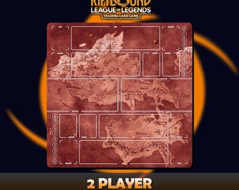 World Runeterra Red Playmat for 2 Players Summoner's Rift Riftbound LOL - Trading Card Game - 23,6 x 23,6 pouces (600 x 600 x 2 mm)