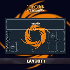 Playmat Riftbound LOL GenCon V2.1 - Riftbound Trading Card Game - 24x14 inches (600x350x2mm) Stitched Edges Protective bag included