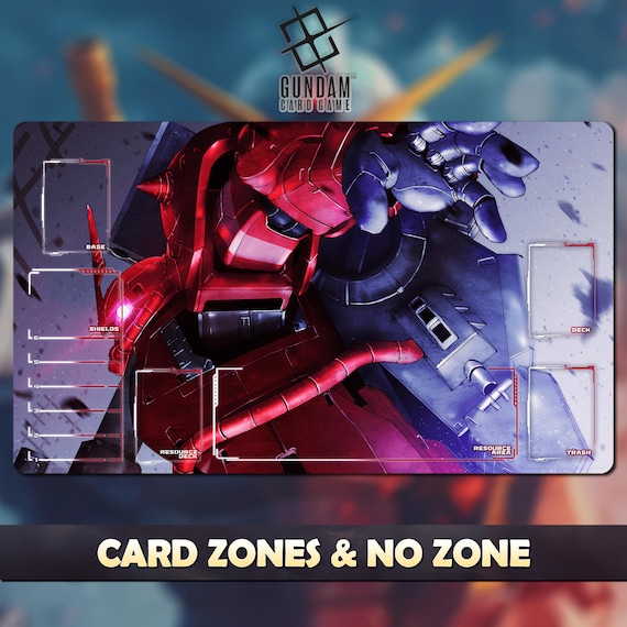 Playmat Zaku Red Gundam Card Game - Gundam TCG / 24x14 Inches