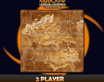 World Runeterra Orange Playmat for 2 Players Summoner's Rift Riftbound LOL - Trading Card Game - 23,6 x 23,6 pouces (600 x 600 x 2 mm)