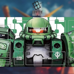 Playmat MS-06 Zaku Gundam Card Game With Zone 30A - Gundam TCG / 24x14 inches (600x350x2mm)