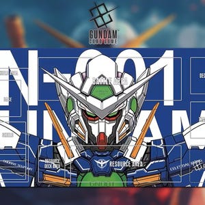 Playmat GN-001 Exia Gundam Gundam Card Game With Zone 27A - Gundam TCG / 24x14 inches (600x350x2mm)