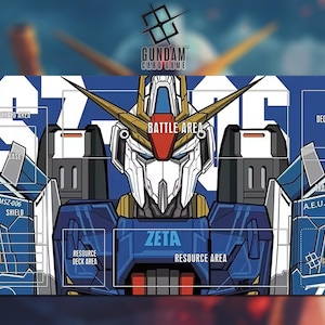 Playmat MSZ-06 Zeta Gundam Gundam Card Game With Zone 26A - Gundam TCG / 24x14 inches (600x350x2mm)
