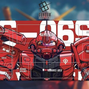 Playmat MS-06S Zaku II Gundam Gundam Card Game With Zone 28A - Gundam TCG / 24x14 inches (600x350x2mm)