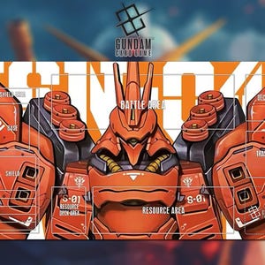 Playmat MSN-04 Sazabi Gundam Card Game With Zone 25A - Gundam TCG / 24x14 inches (600x350x2mm)