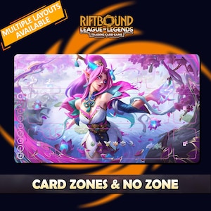 Zyra Spirit Blossom Playmat Riftbound LOL - Riftbound Trading Card Game - 24x14 inches (600x350x2mm) Stitched Edges Protective bag included