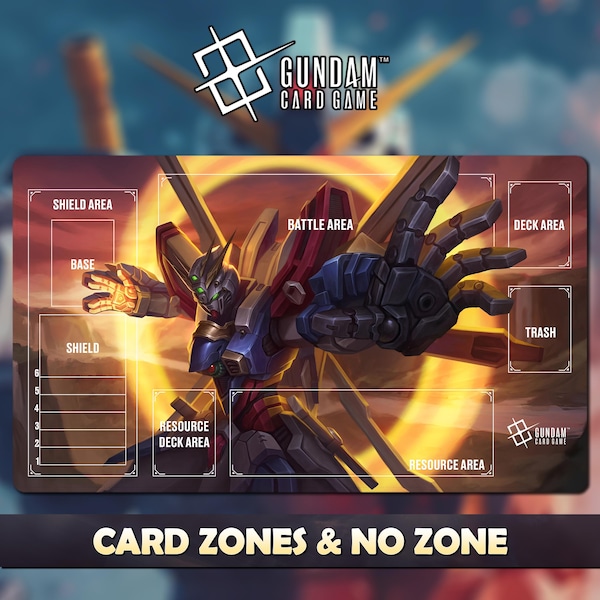 Tapete de juego God Gundam Card Game - Gundam TCG / 24 x 14 pulgadas (600 x 350 x 2 mm) Bolsa protectora incluida