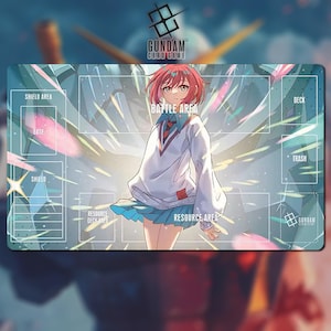 Playmat Amate Yuzuriha Gundam Card Game With Zone 02A - Gundam TCG / 24x14 inches (600x350x2mm)