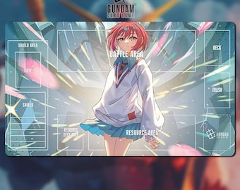 Playmat Amate Yuzuriha Gundam Card Game With Zone 02A - Gundam TCG / 24x14 inches (600x350x2mm)