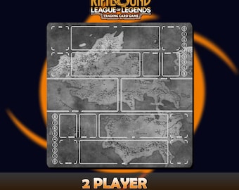 World Runeterra Grey Playmat for 2 Players Summoner's Rift Riftbound LOL - Trading Card Game - 23,6 x 23,6 pouces (600 x 600 x 2 mm)