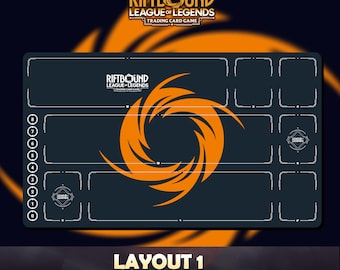 Speelmat Riftbound LOL V1 Standaard - Riftbound Trading Card Game - 24 x 14 inch (600 x 350 x 2 mm) gestikte randen Inclusief beschermhoes