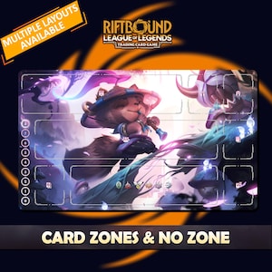 Teemo Spirit Blossom Playmat Riftbound LOL - Riftbound Trading Card Game - 24x14 inches (600x350x2mm) Stitched Edges Protective bag included