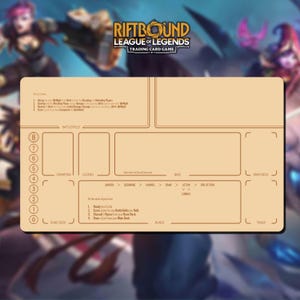 Playmat Rules Riftbound LOL  - Riftbound TCG / 24x14 inches (600x350x2mm) Protective bag included