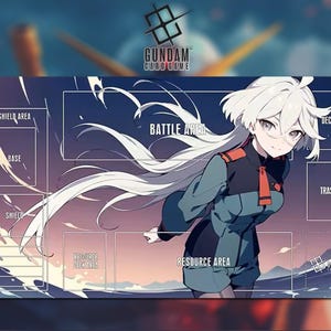 Playmat Miorine Rembran Gundam Card Game With Zone 20A - Gundam TCG / 24x14 inches (600x350x2mm)