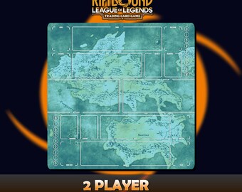 World Runeterra Blue Playmat for 2 Players Summoner's Rift Riftbound LOL - Trading Card Game - 23,6 x 23,6 pouces (600 x 600 x 2 mm)