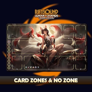 Ahri Risen Legend Paymat Riftbound LOL - Trading Card Game - 24x14 inches (600x350x2mm) Stitched Edges Protective bag included