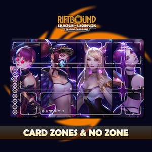 K/DA Popstars Akali Ahri Evelynn KaiSa Paymat Riftbound LOL - Trading Card Game - 24x14 inches (600x350x2mm) Protective bag included