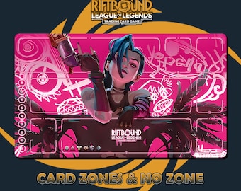 Jinx Arcana Playmat Riftbound Trading Card Game 24 x 14 inches (600 x 350 x 2mm) Stitched Edges Protective bag included