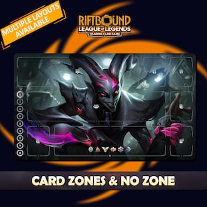 Shaco Crime City Nightmare Playmat Riftbound LOL - Trading Card Game - 24x14 inches (600x350x2mm) Stitched Edges Protective bag included
